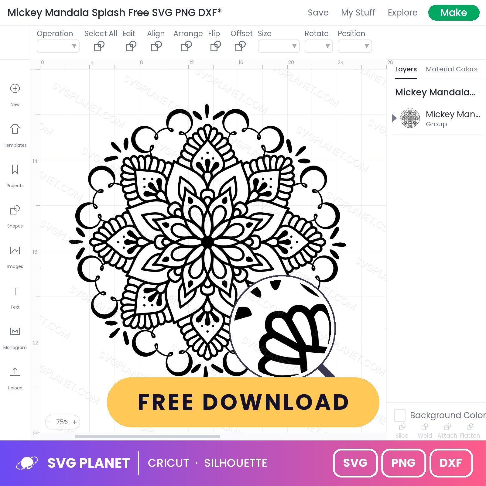 Mickey Mandala Splash Free SVG PNG DXF - Image 3