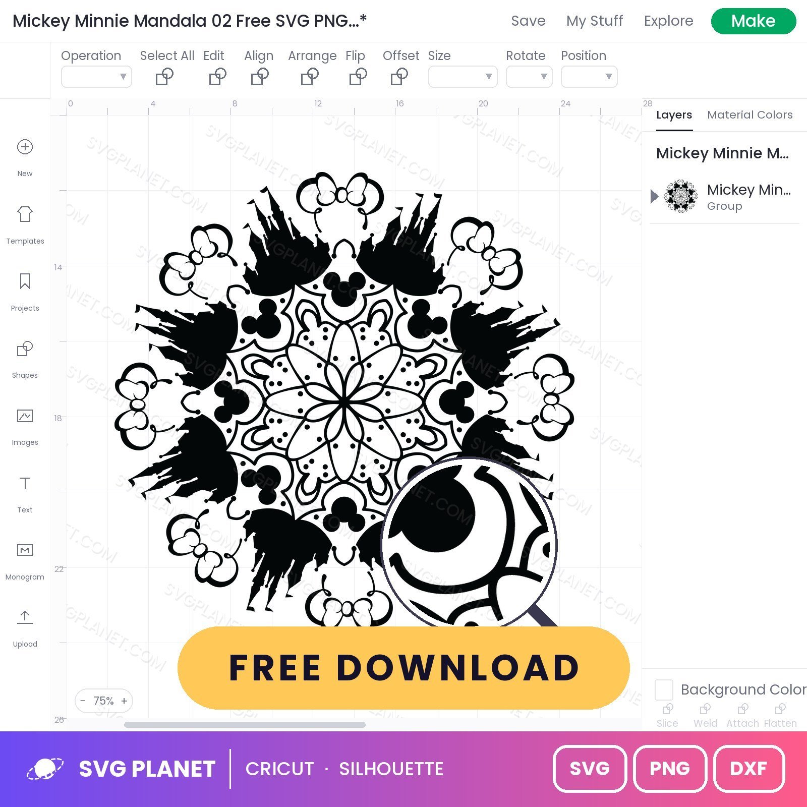 Mickey Minnie Mandala 02 Free SVG PNG DXF - Image 3