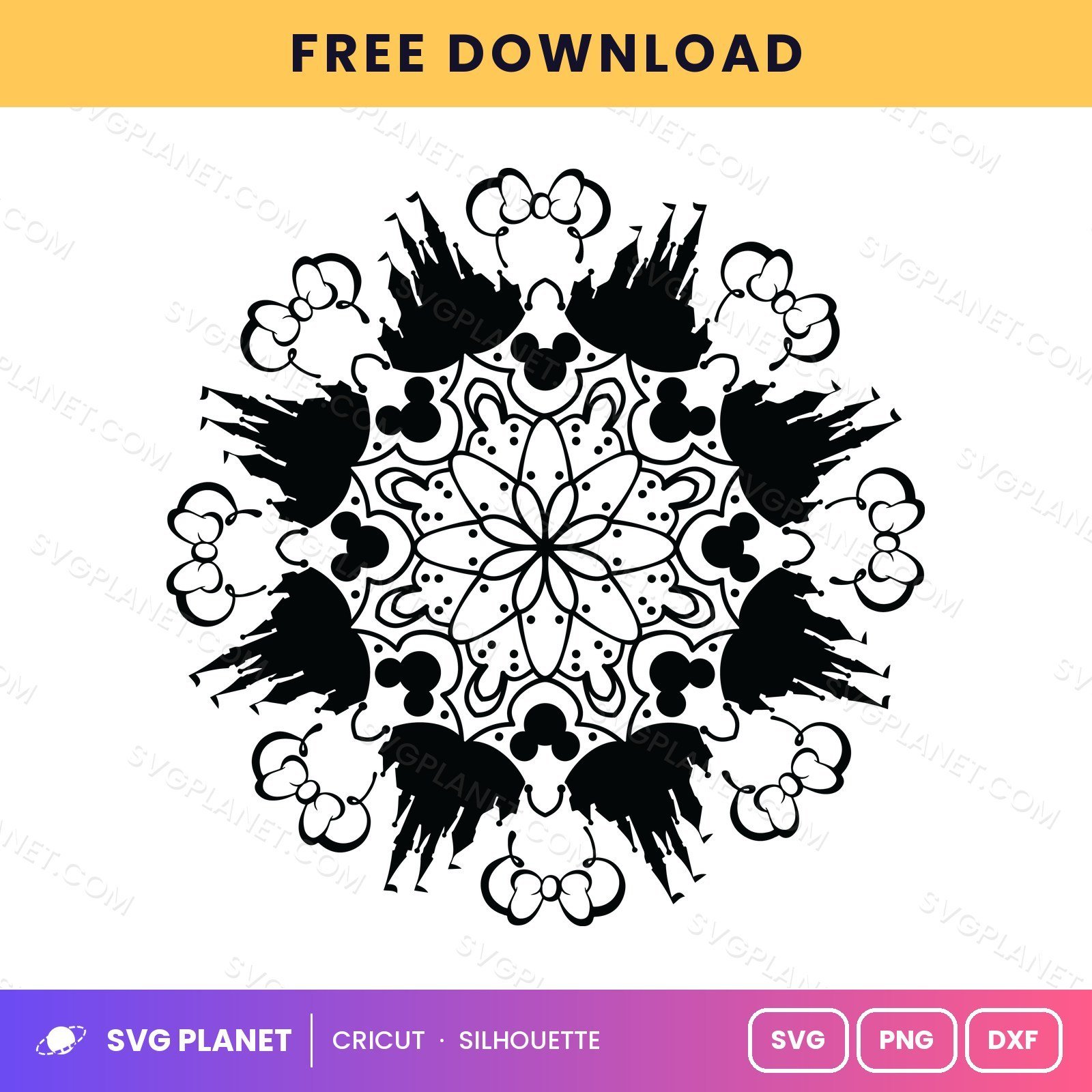 Mickey Minnie Mandala 02 Free SVG PNG DXF - Image 2