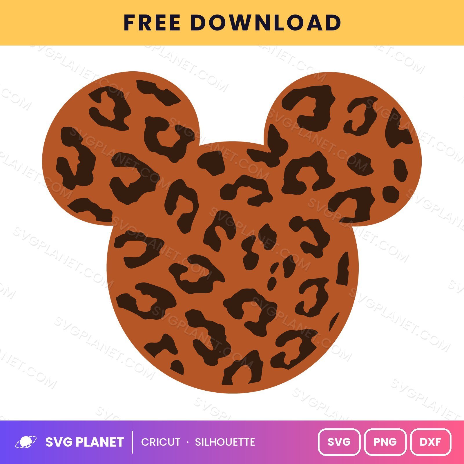 Mickey Mouse Cheetah Free SVG PNG DXF - Image 2