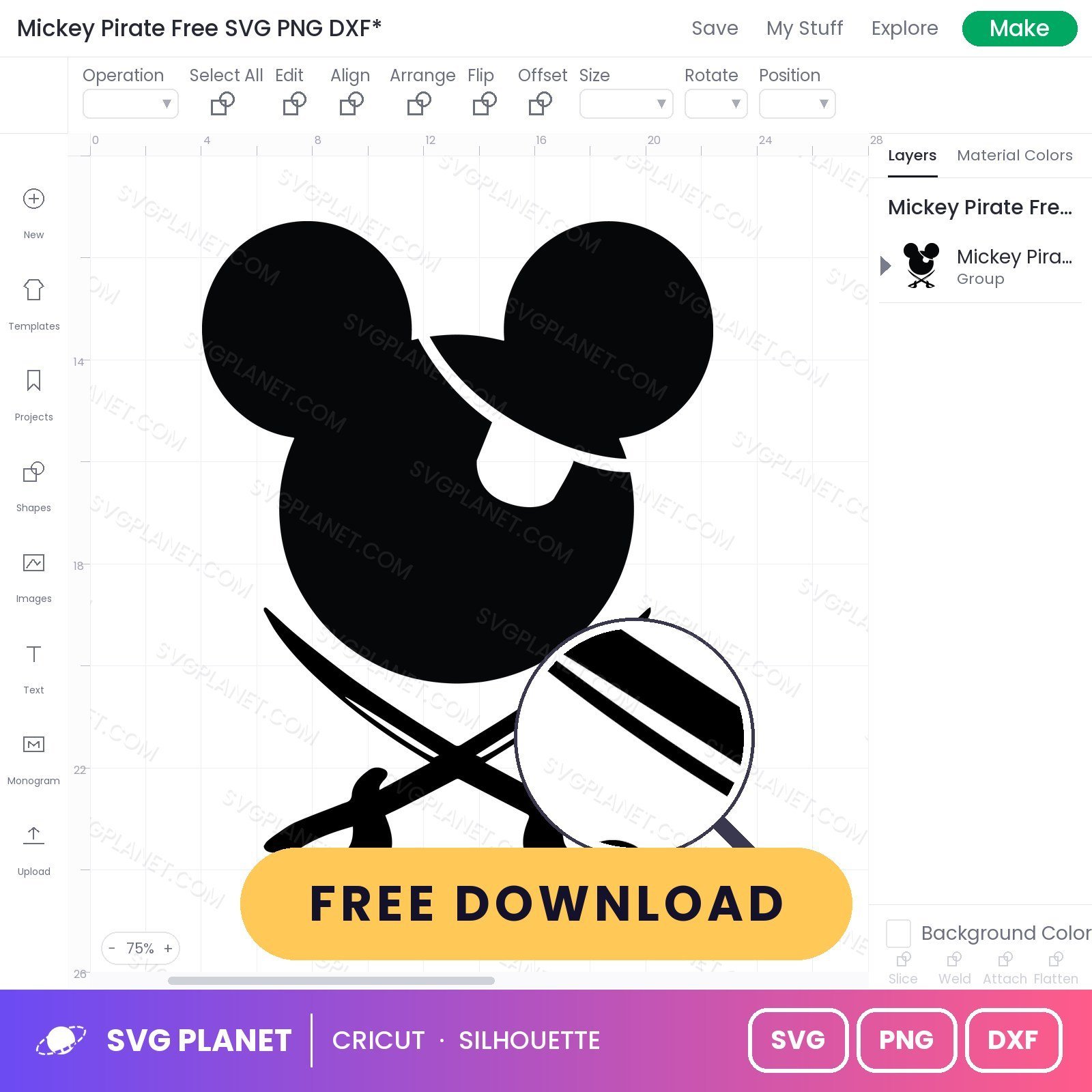 Mickey Pirate Free SVG PNG DXF - Image 3