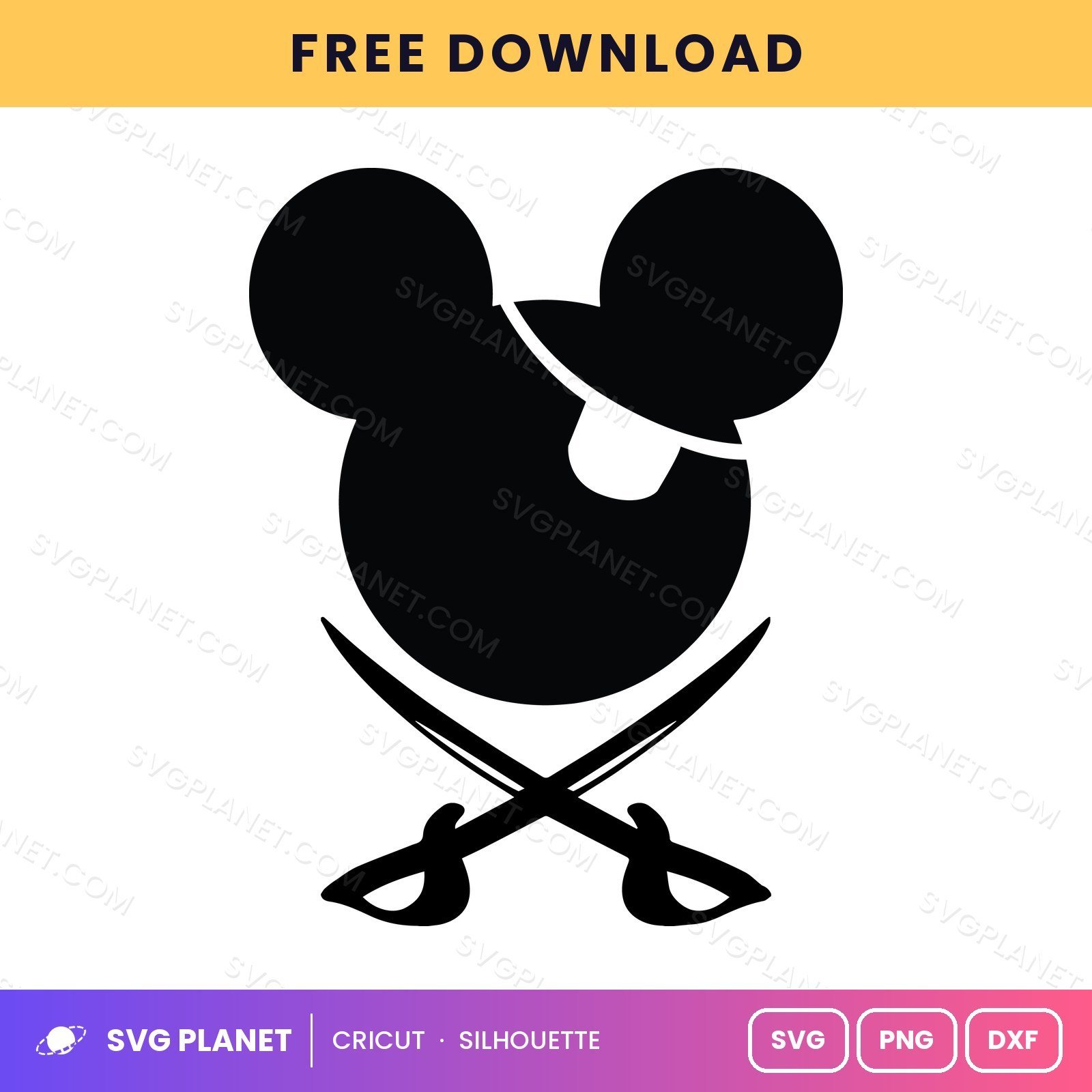 Mickey Pirate Free SVG PNG DXF - Image 2