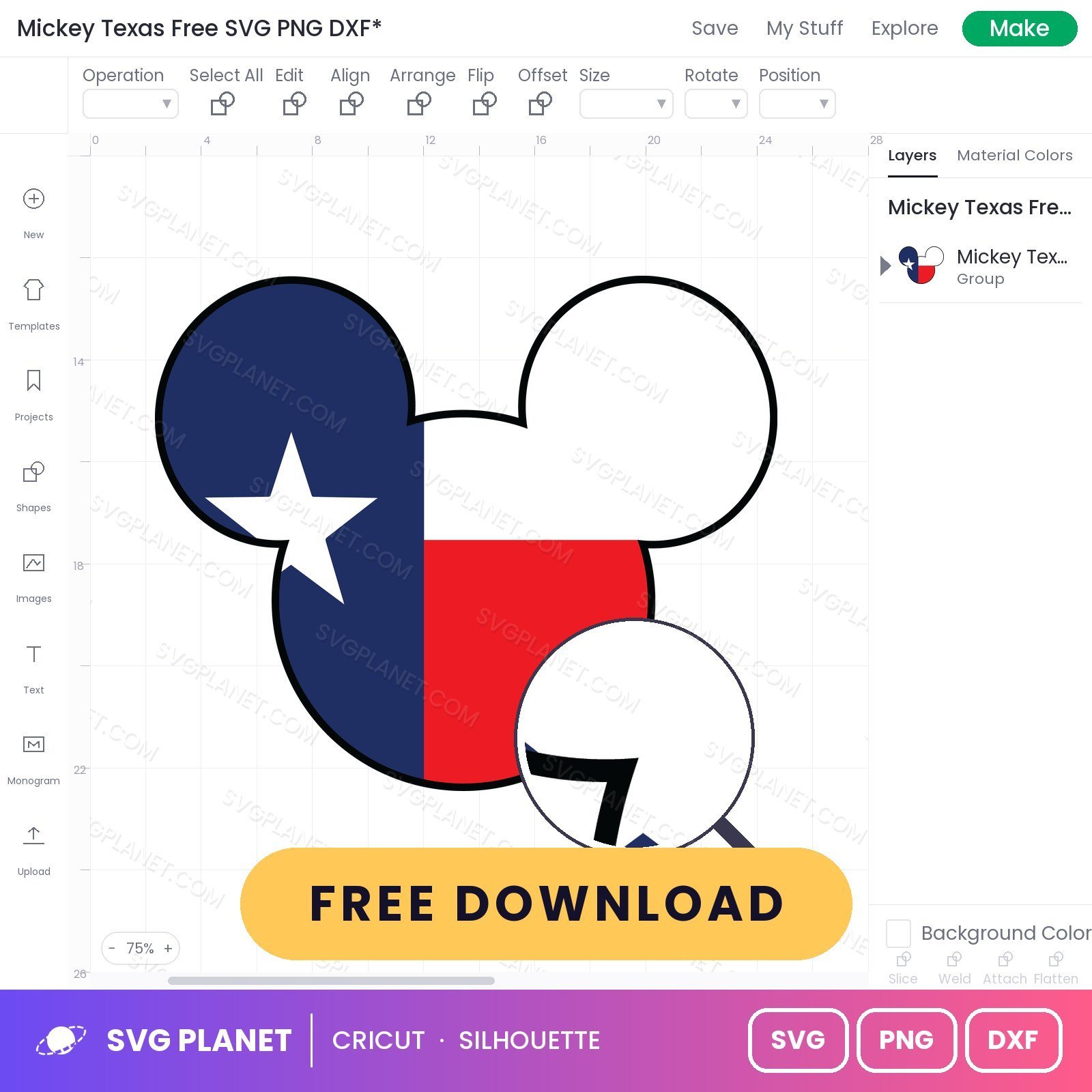 Mickey Texas Free SVG PNG DXF - Image 3