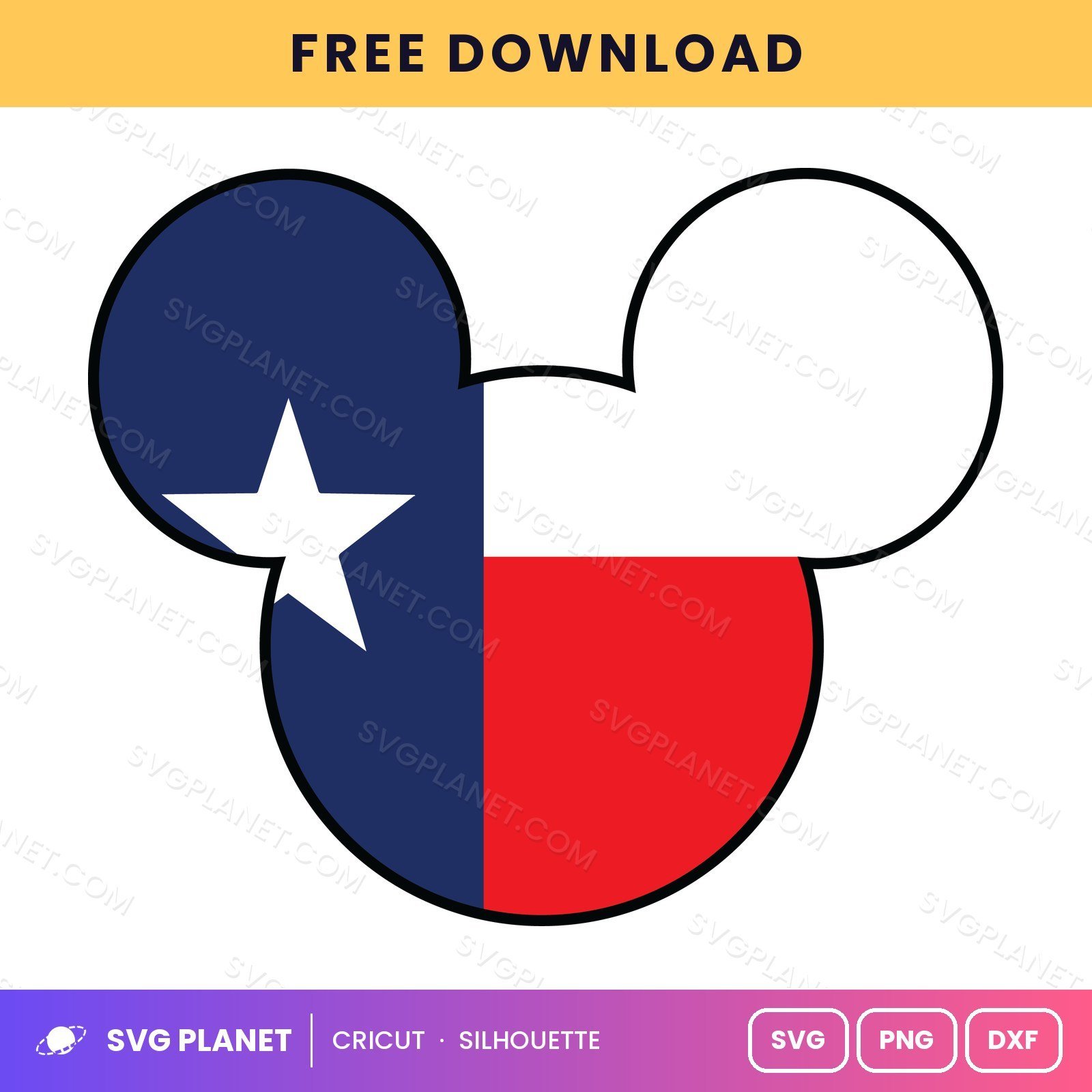Mickey Texas Free SVG PNG DXF - Image 2