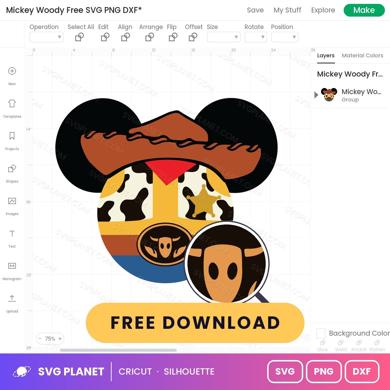 Mickey Woody Free SVG PNG DXF - Image 3
