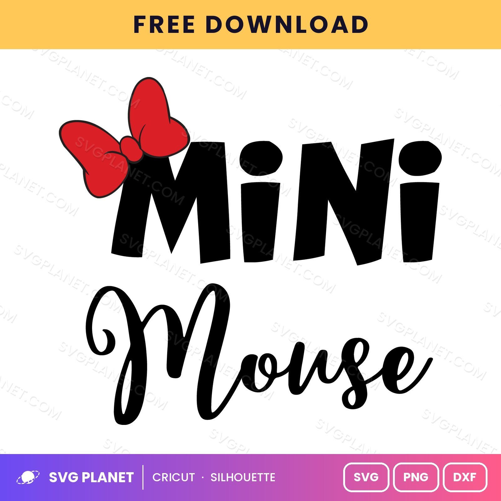 Mini Mouse Red Bow Free SVG PNG DXF - Image 2