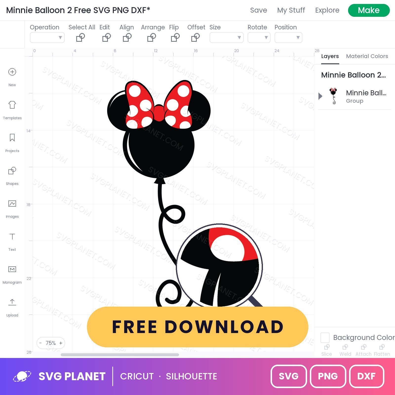 Minnie Balloon 2 Free SVG PNG DXF - Image 3