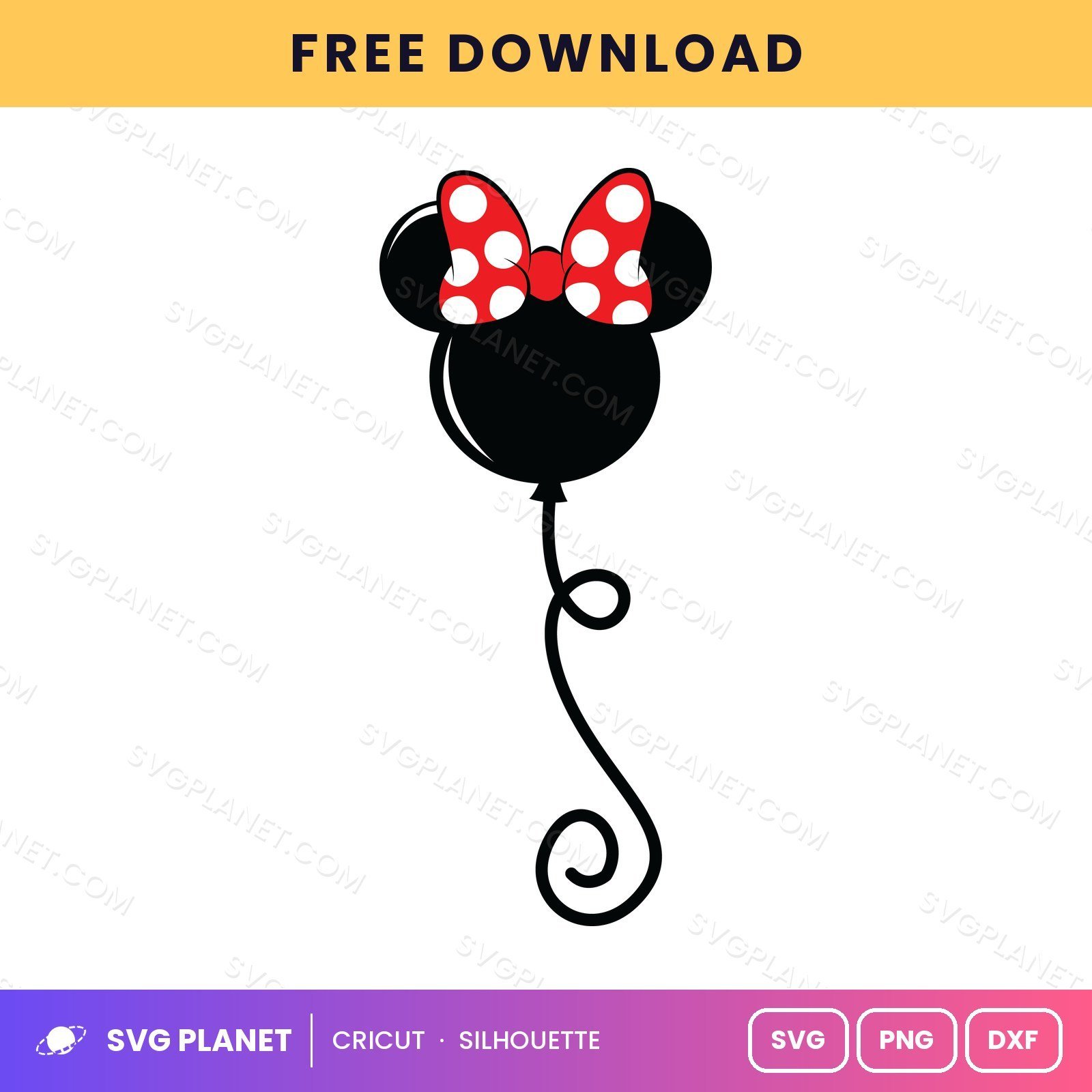 Minnie Balloon 2 Free SVG PNG DXF - Image 2
