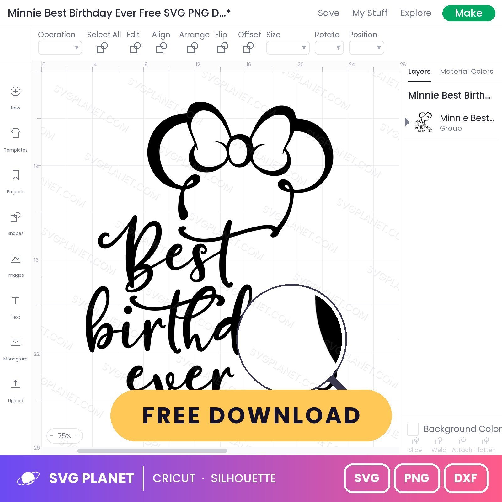 Minnie Best Birthday Ever Free SVG PNG DXF - Image 3