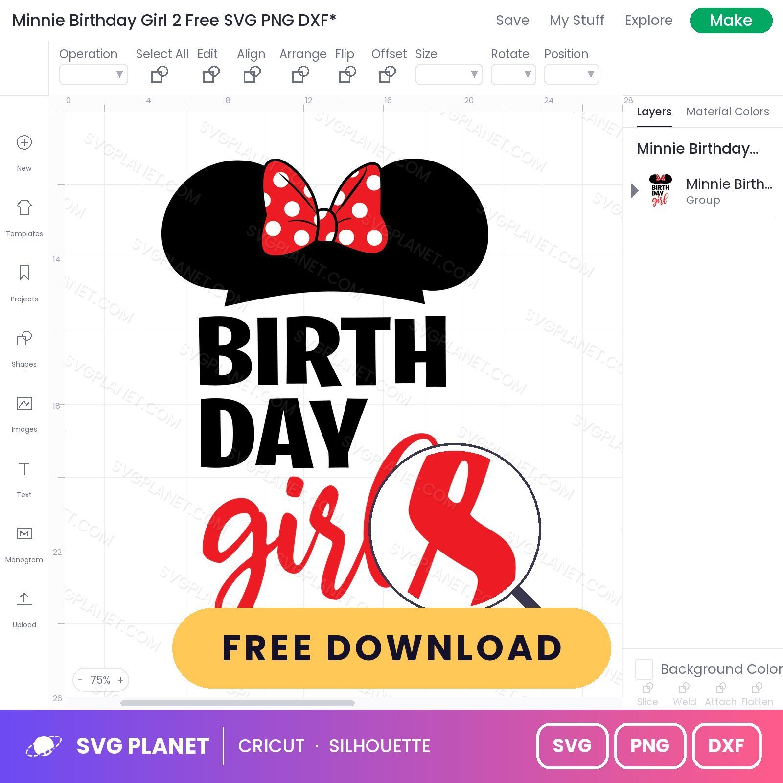Minnie Birthday Girl 2 Free SVG PNG DXF - Image 3