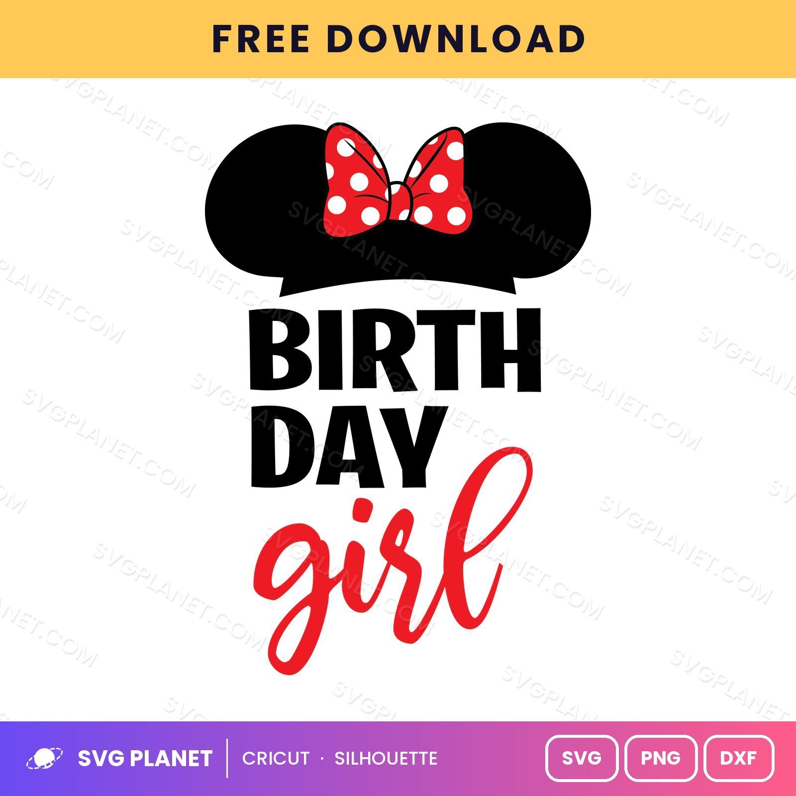 Minnie Birthday Girl 2 Free SVG PNG DXF - Image 2