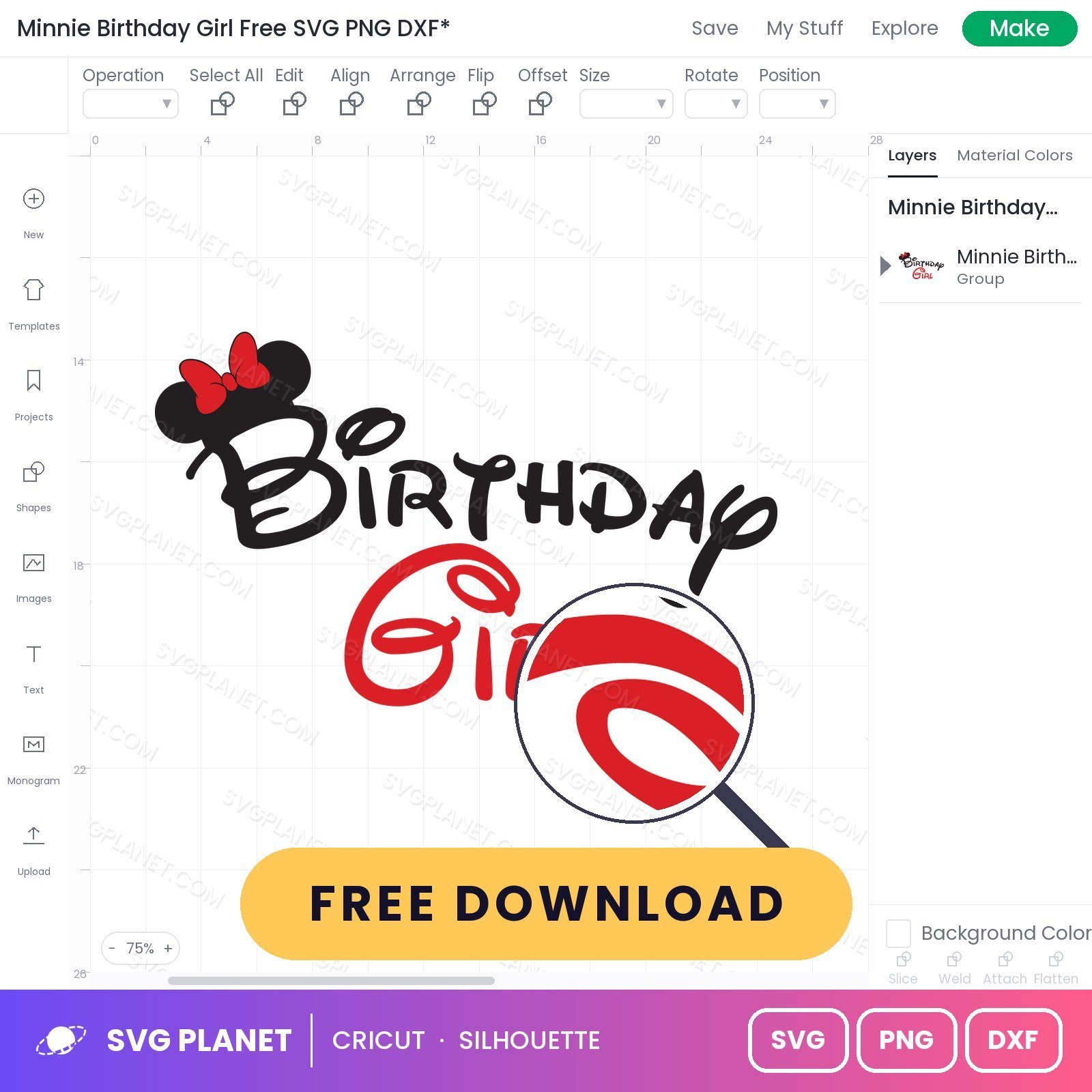 Minnie Birthday Girl Free SVG PNG DXF - Image 3