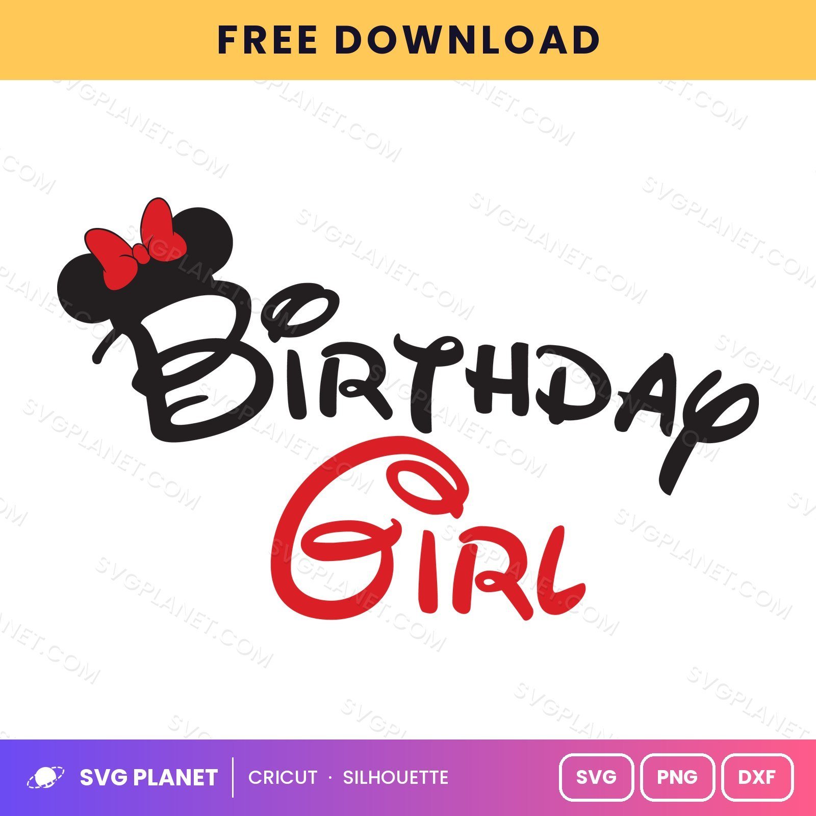 Minnie Birthday Girl Free SVG PNG DXF - Image 2