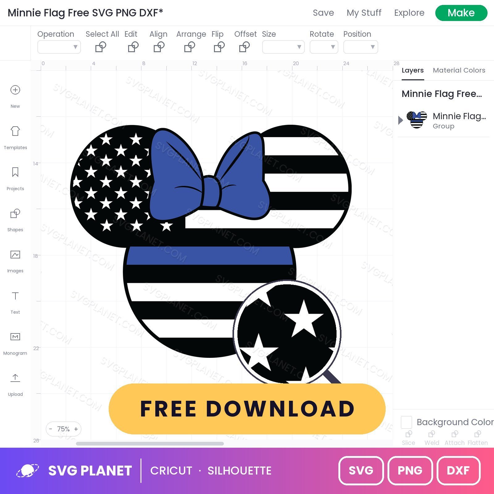 Minnie Flag Free SVG PNG DXF - Image 3