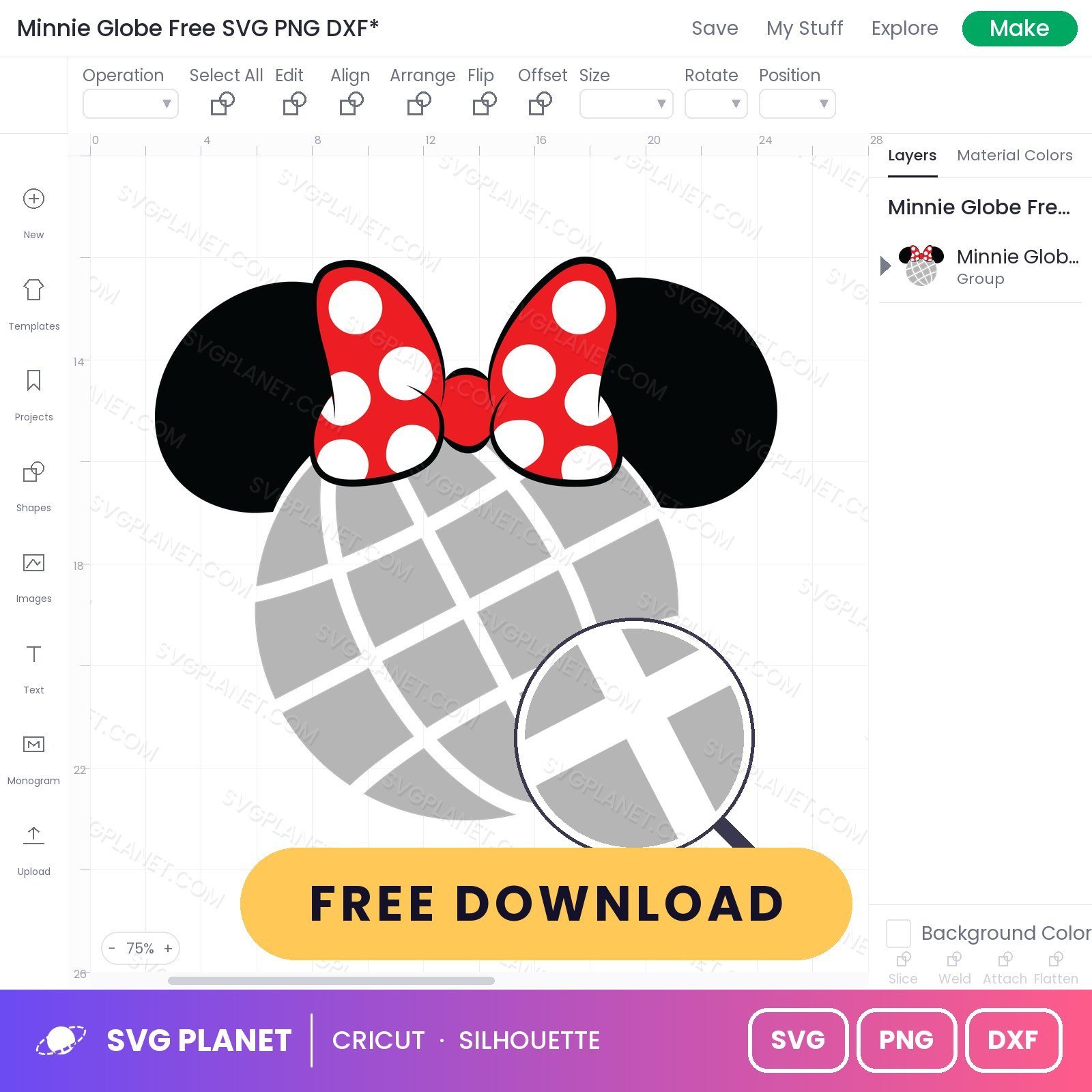 Minnie Globe Free SVG PNG DXF - Image 3