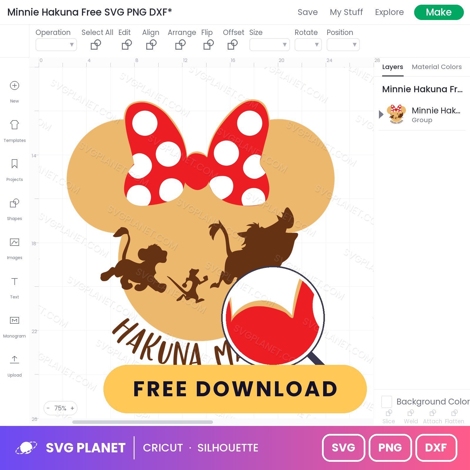 Minnie Hakuna Free SVG PNG DXF - Image 3