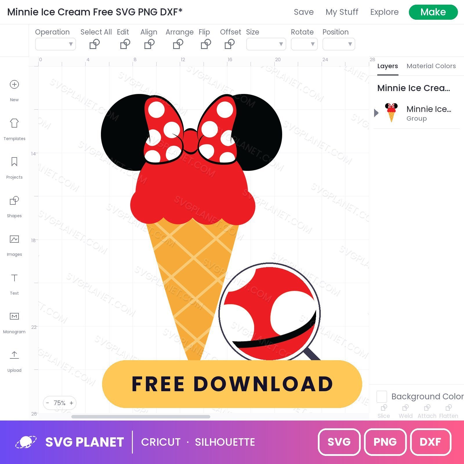 Minnie Ice Cream Free SVG PNG DXF - Image 3