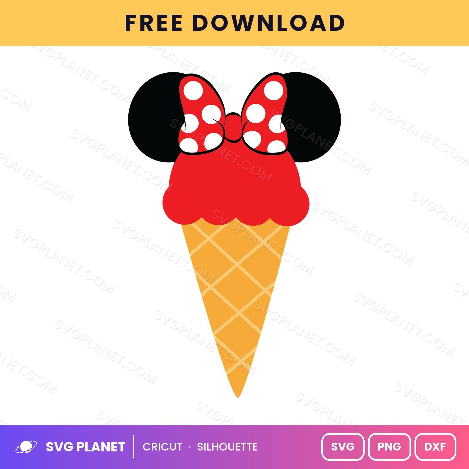 Minnie Ice Cream Free SVG PNG DXF - Image 2