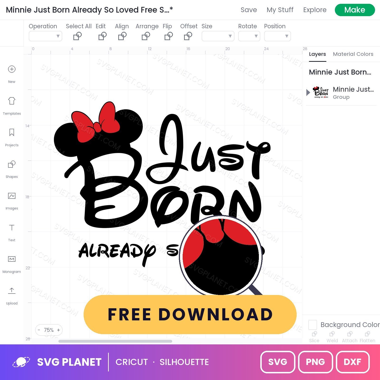 Minnie Just Born Already So Loved Free SVG PNG DXF - Image 3