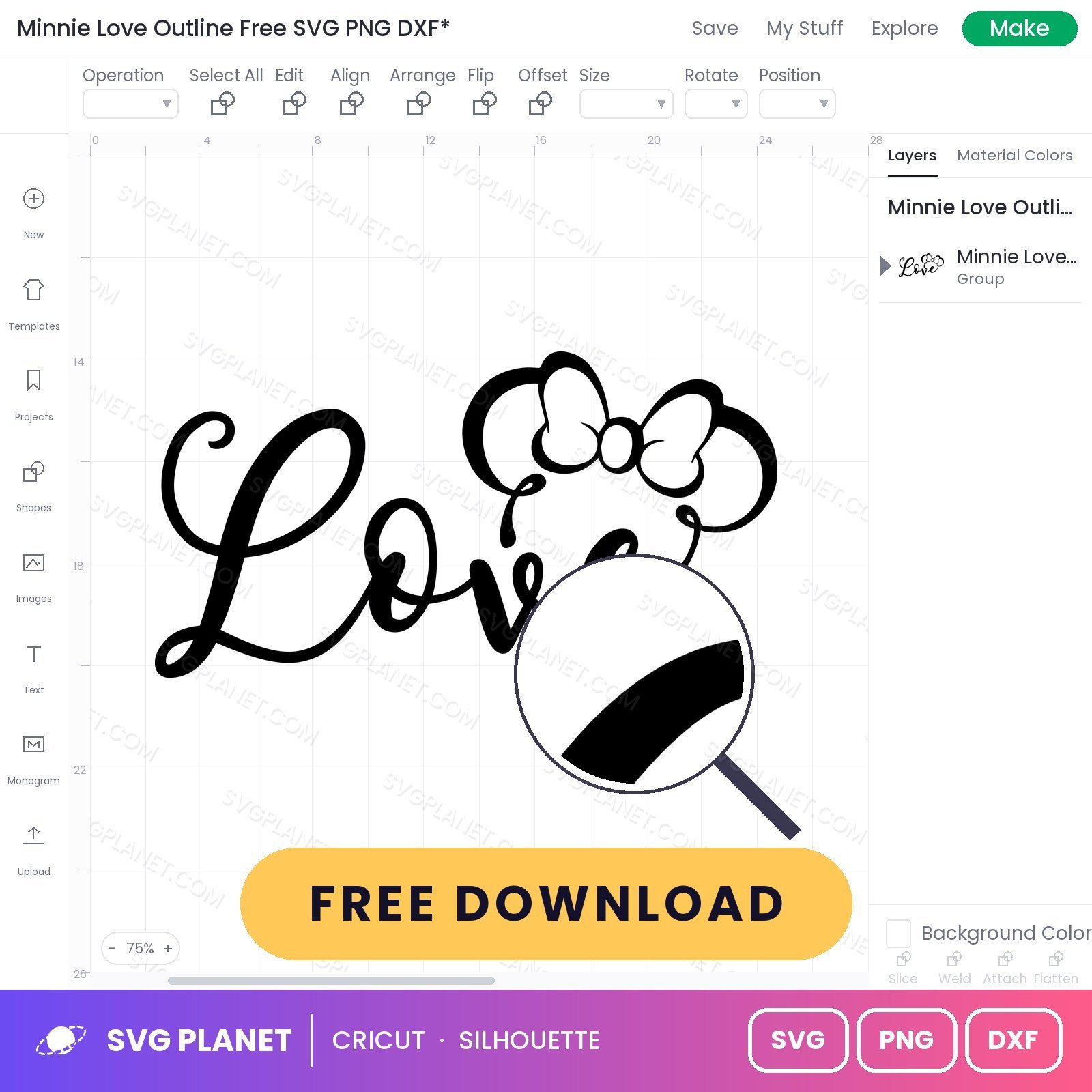 Minnie Love Outline Free SVG PNG DXF - Image 3