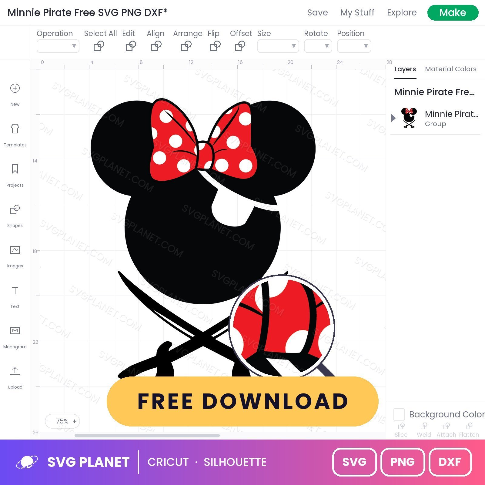 Minnie Pirate Free SVG PNG DXF - Image 3