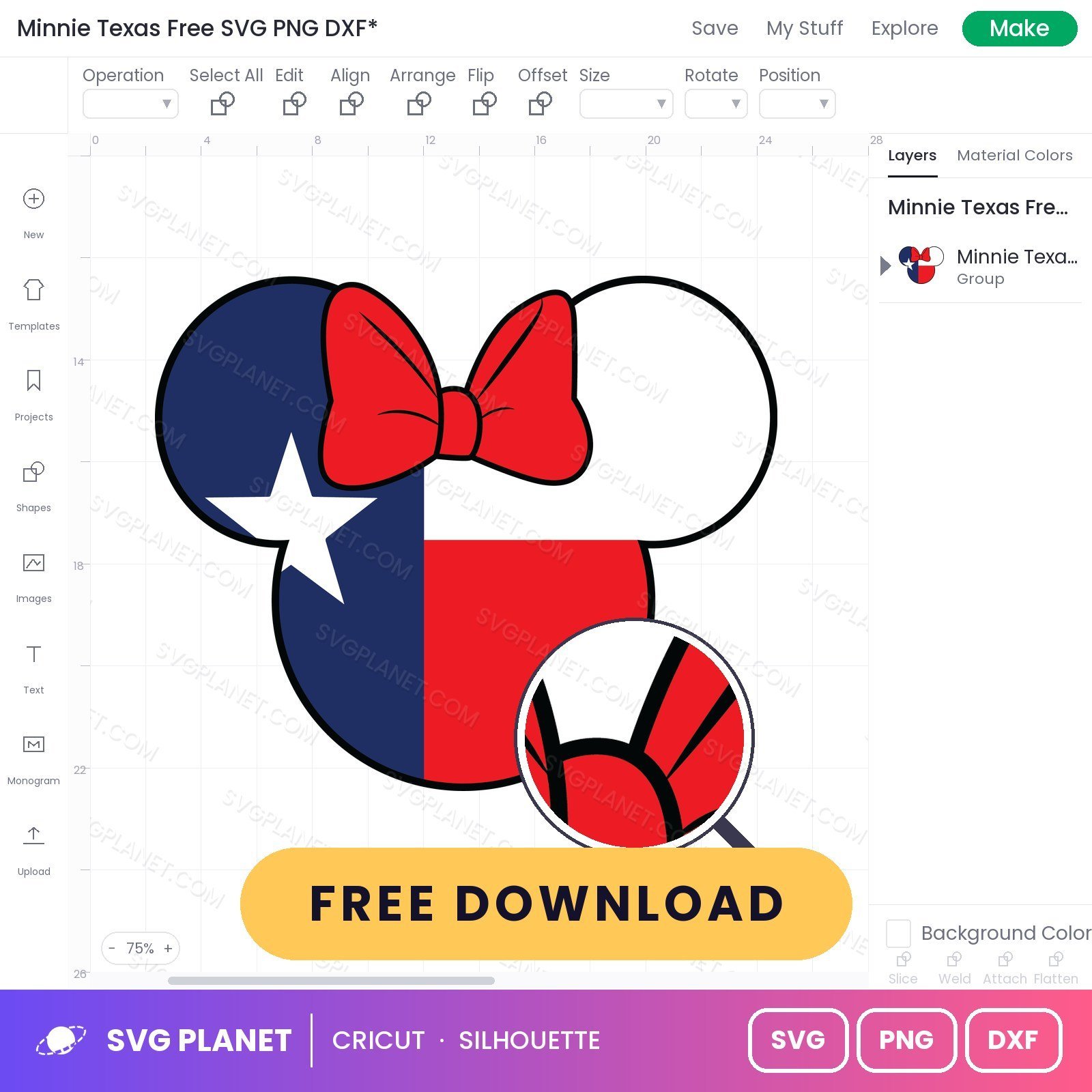 Minnie Texas Free SVG PNG DXF - Image 3