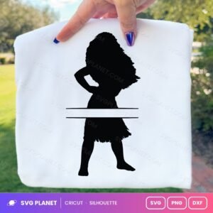 Moana Silhouette Back Split Monogram Free SVG PNG DXF