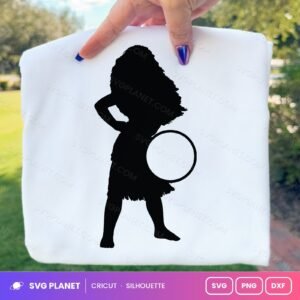 Moana Silhouette Circle Monogram Free SVG PNG DXF