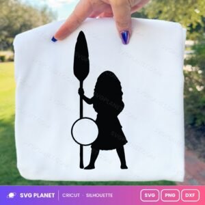 Moana Silhouette Oar And Circle Frame Free SVG PNG DXF