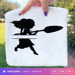 Moana Silhouette Split Monogram With Oar Free SVG PNG DXF