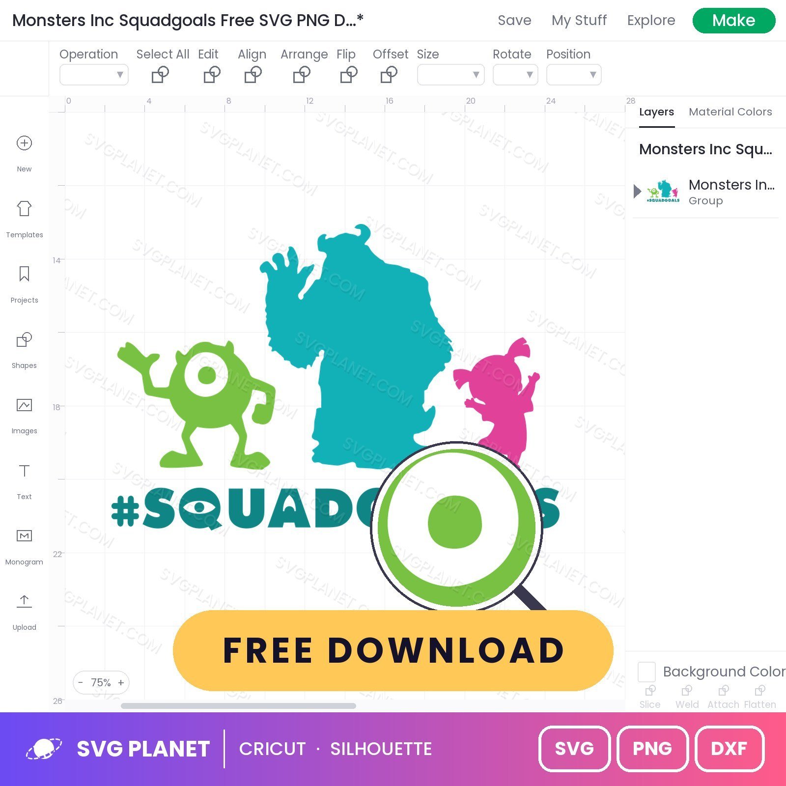 Monsters Inc Squadgoals Free SVG PNG DXF - Image 3
