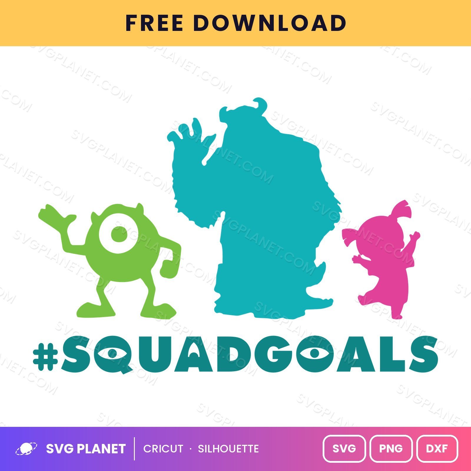 Monsters Inc Squadgoals Free SVG PNG DXF - Image 2