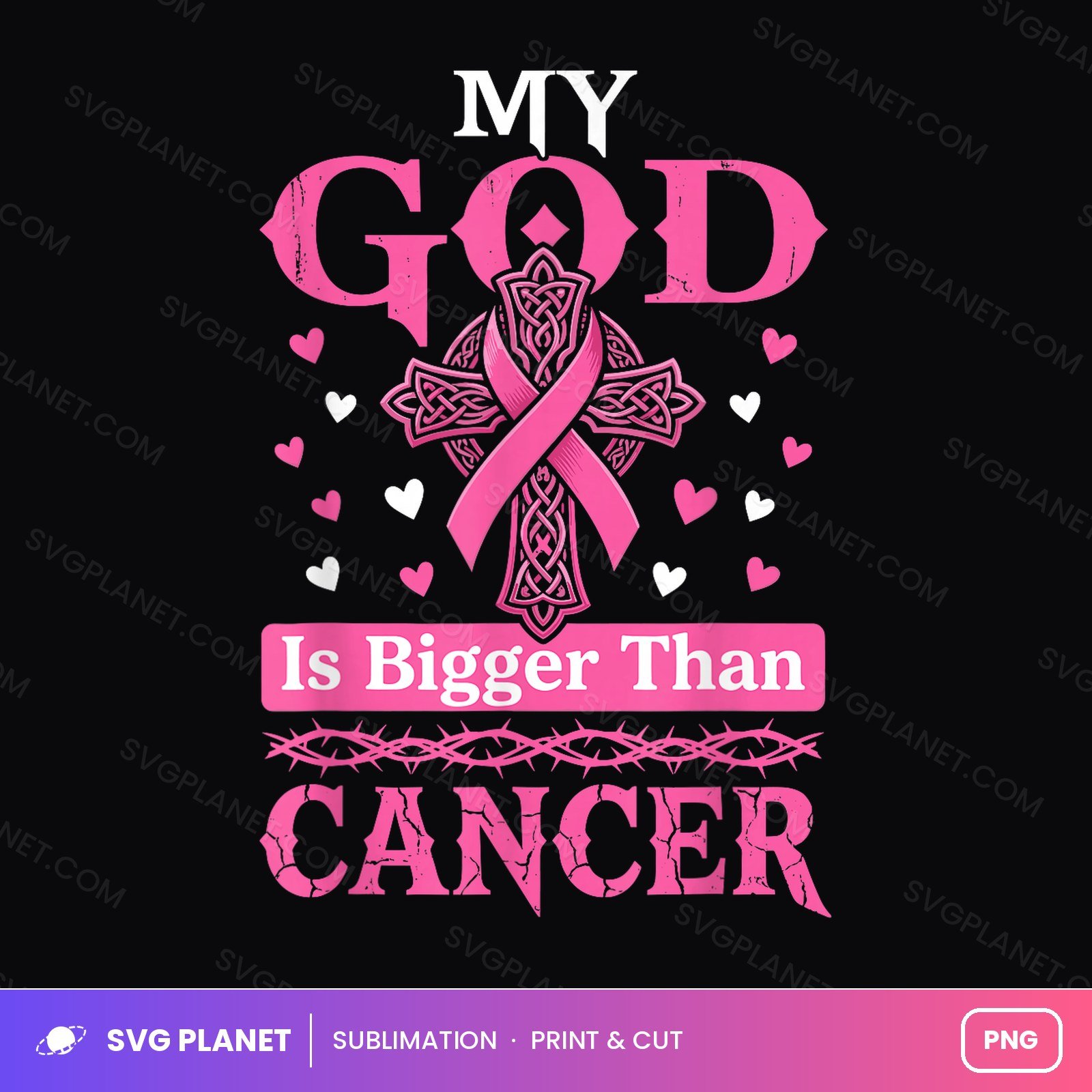 My God Is Bigger Than Cancer Breast Cancer Jesus Christian PNG