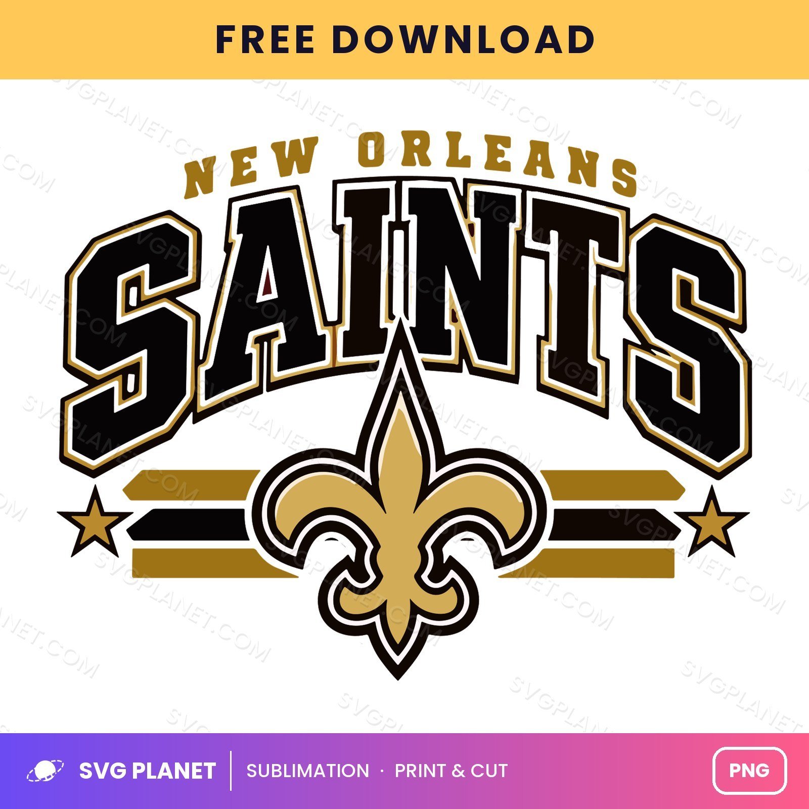 New Orleans Saints Football Logo Sublimation Free PNG