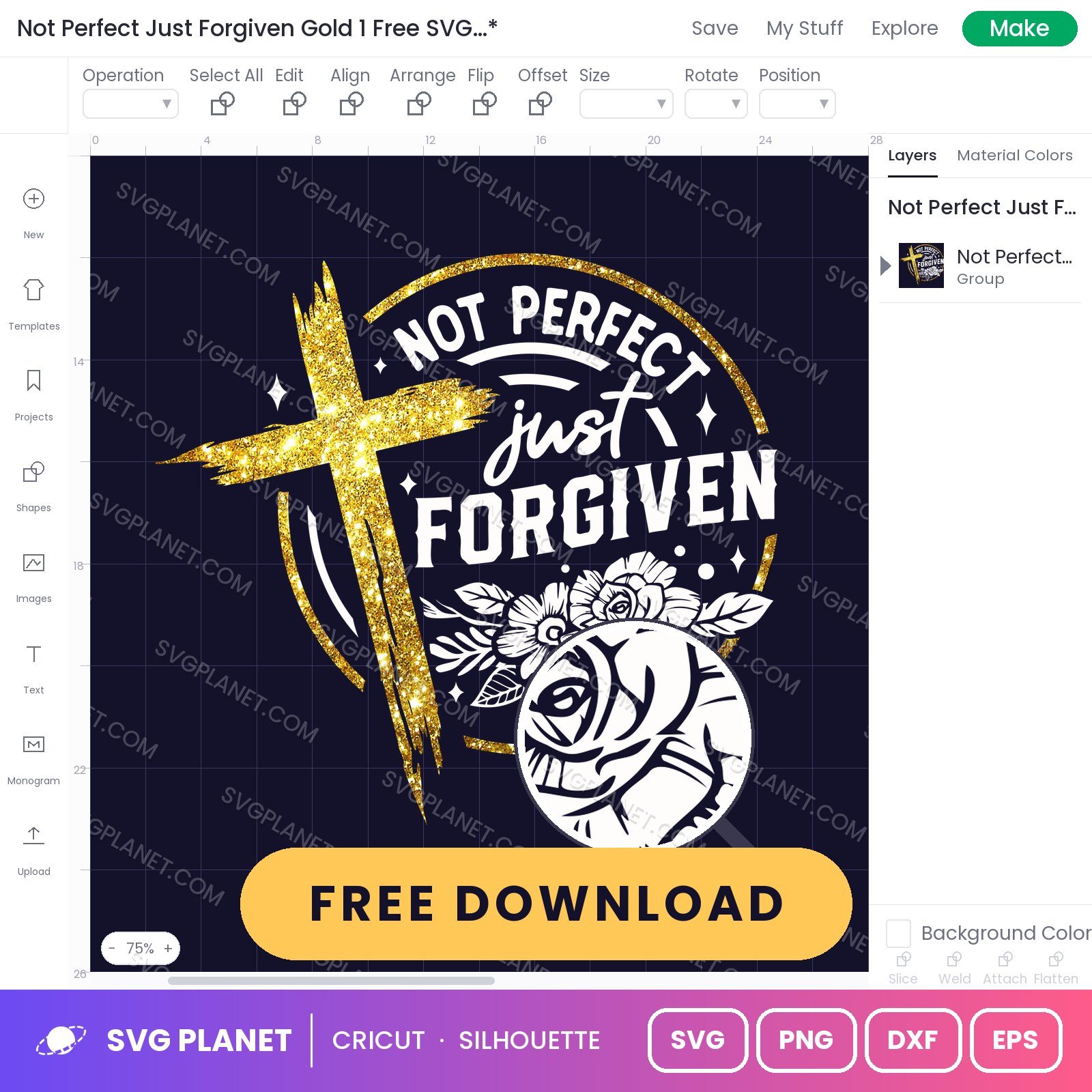 Not Perfect Just Forgiven Gold 1 Free SVG PNG DXF - Image 2