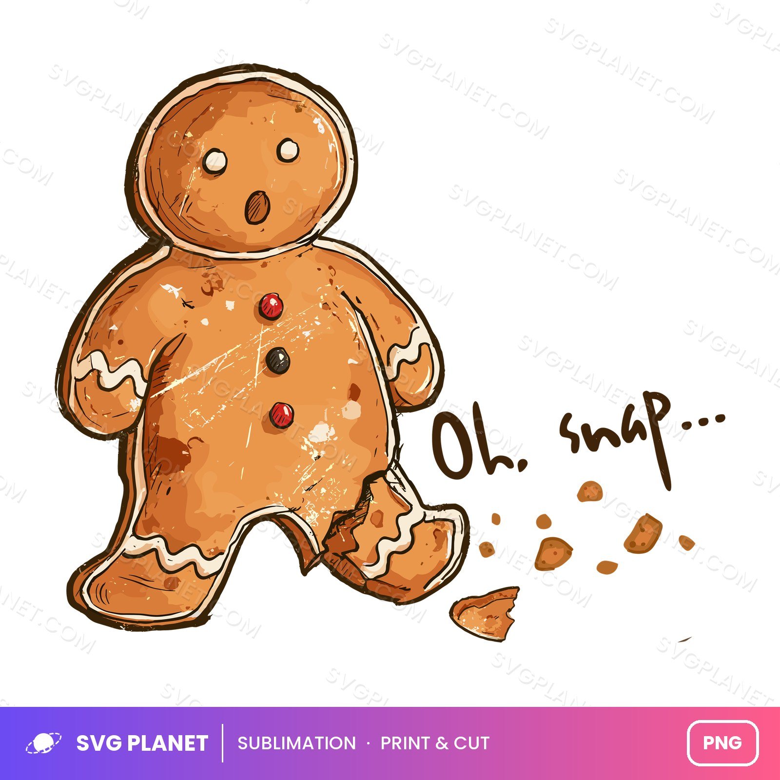 Oh Snap, Christmas Gingerbread, Well Shit Funny Christmas PNG - Image 2