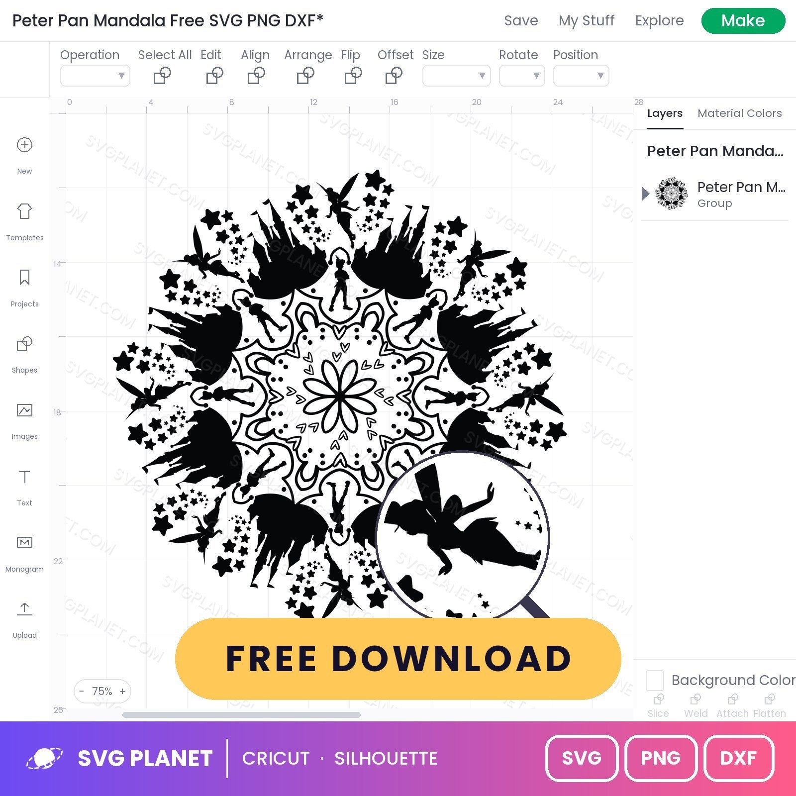 Peter Pan Mandala Free SVG PNG DXF - Image 3