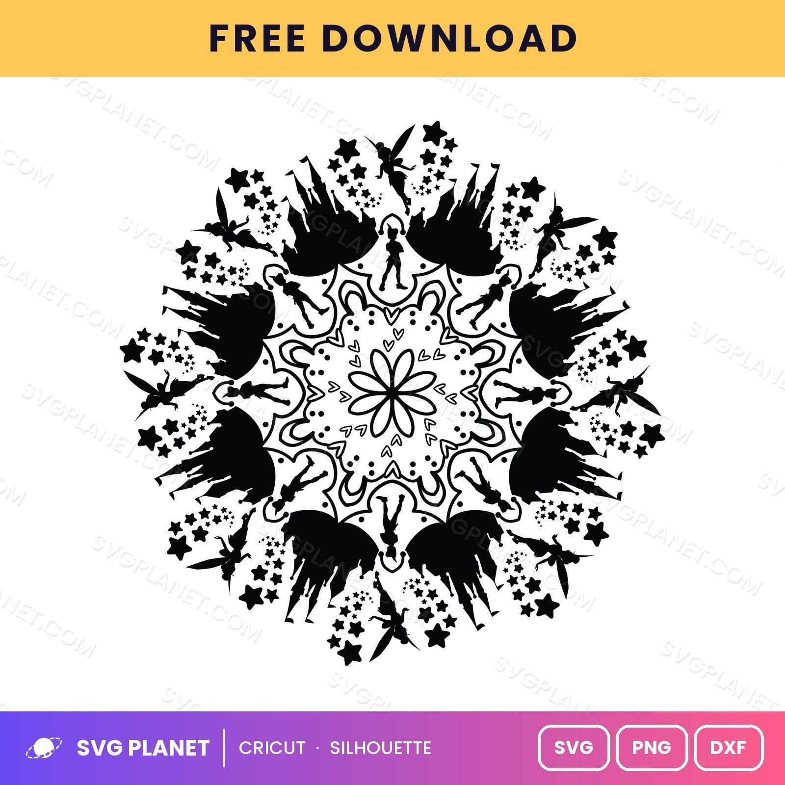 Peter Pan Mandala Free SVG PNG DXF - Image 2