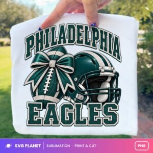 Philadelphia Eagles Football, Teal Bow Game Day Design NFL PNG