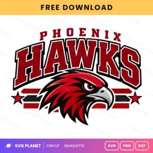 Phoenix Hawks Bird Mascot Football Team Logo Free SVG PNG DXF