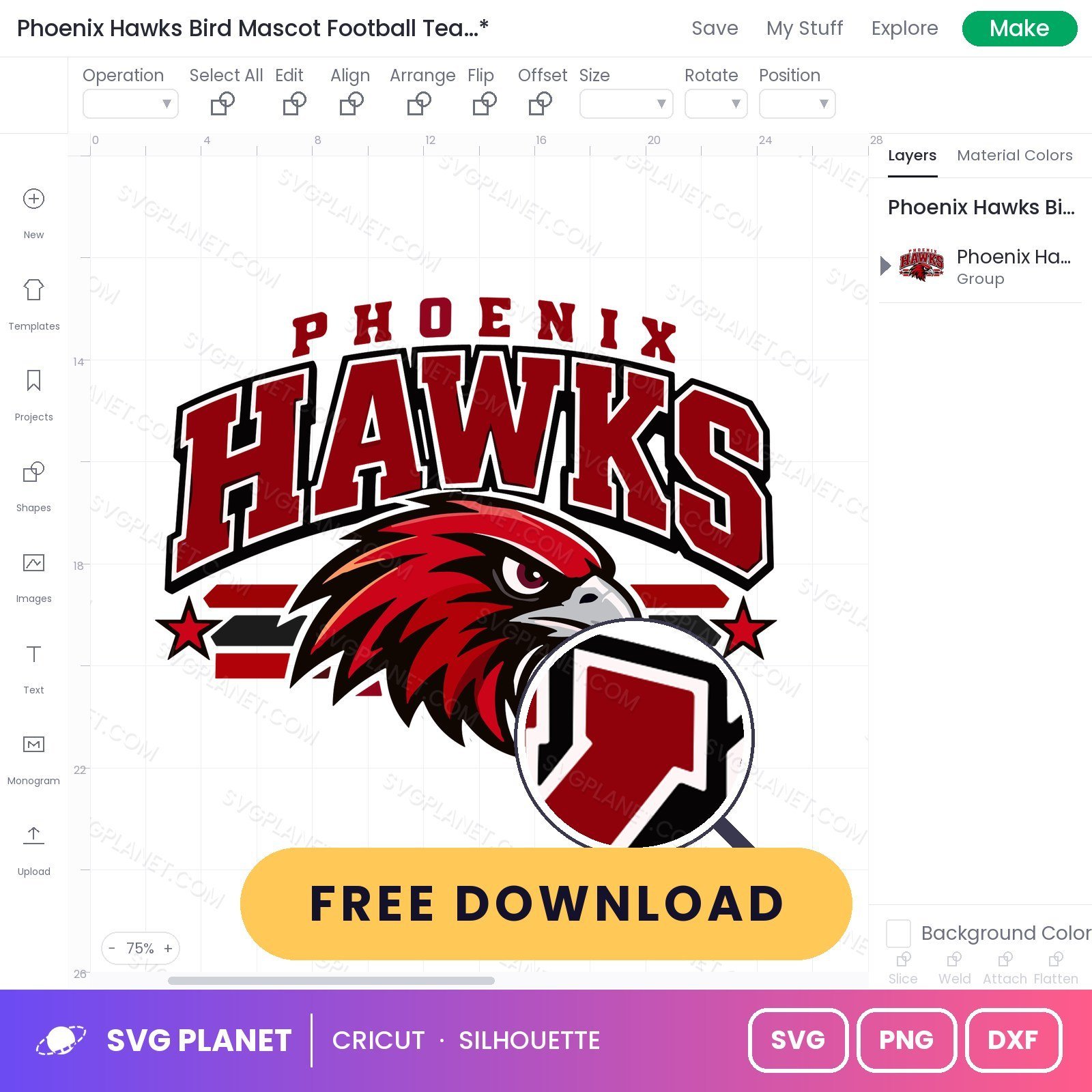 Phoenix Hawks Bird Mascot Football Team Logo Free SVG PNG DXF - Image 2