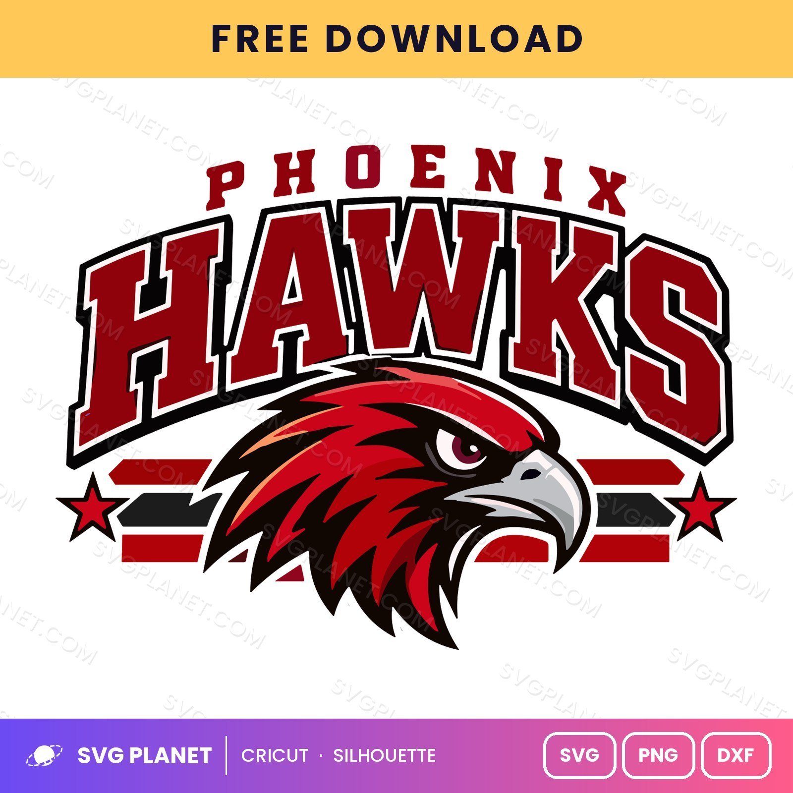 Phoenix Hawks Bird Mascot Football Team Logo Free SVG PNG DXF