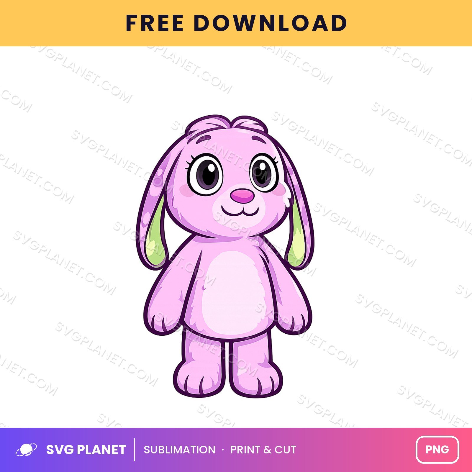 Pink Bunny Plush Toy Free Sublimation PNG