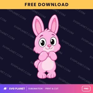 Pink Cartoon Bunny Free Sublimation PNG