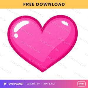 Pink Glossy Heart Free Sublimation PNG