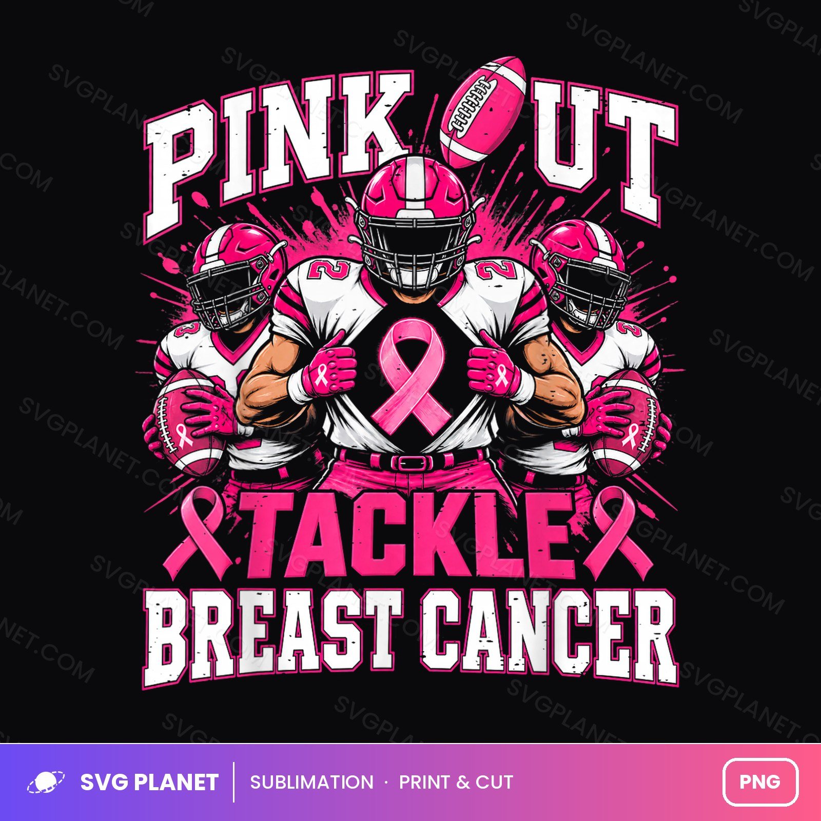 Pink Out Breast Cancer Football PNG