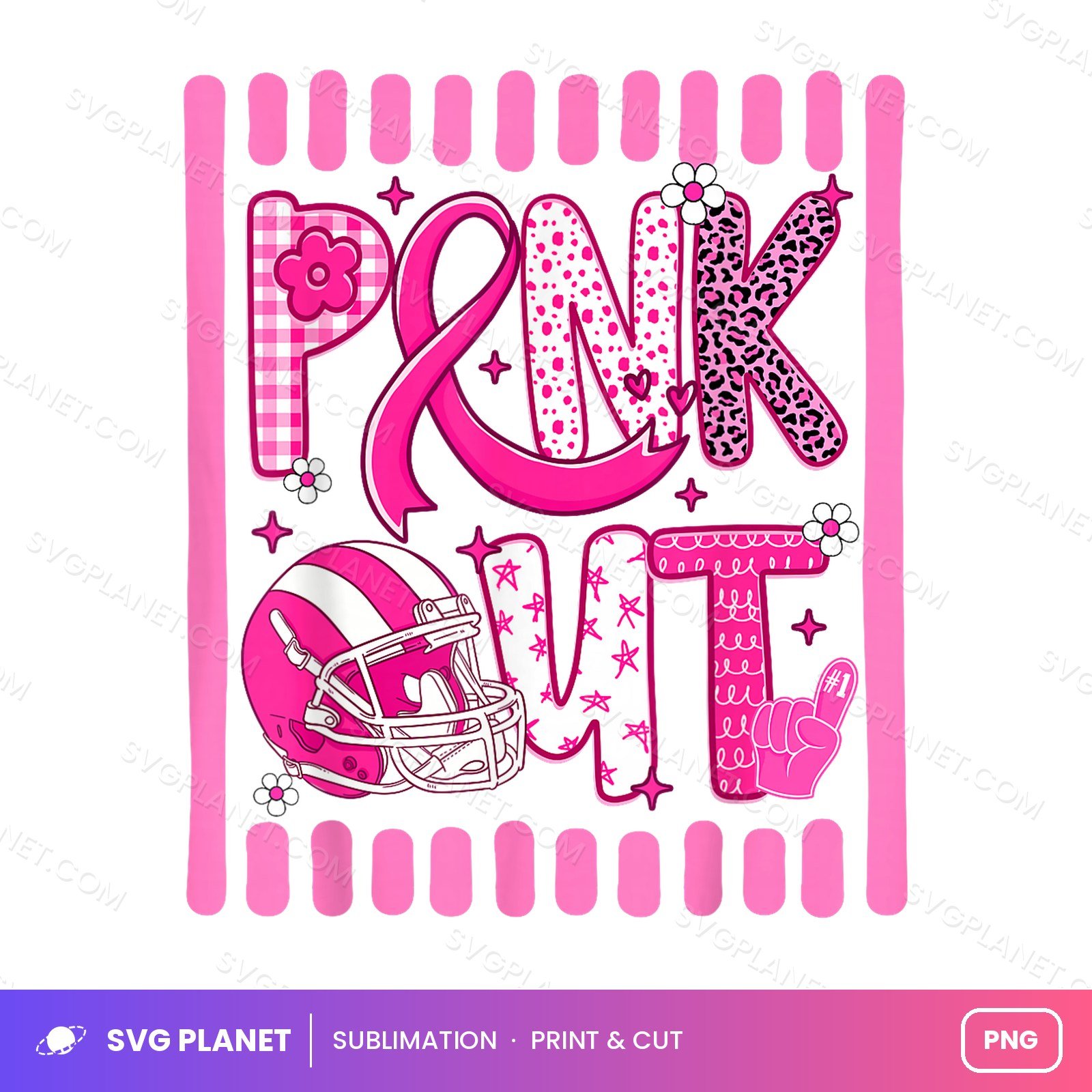 Pink Out Football Breast Cancer Awareness PNG