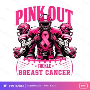 Pink Out Tackle Breast Cancer Awareness Football Pink Ribbon PNG