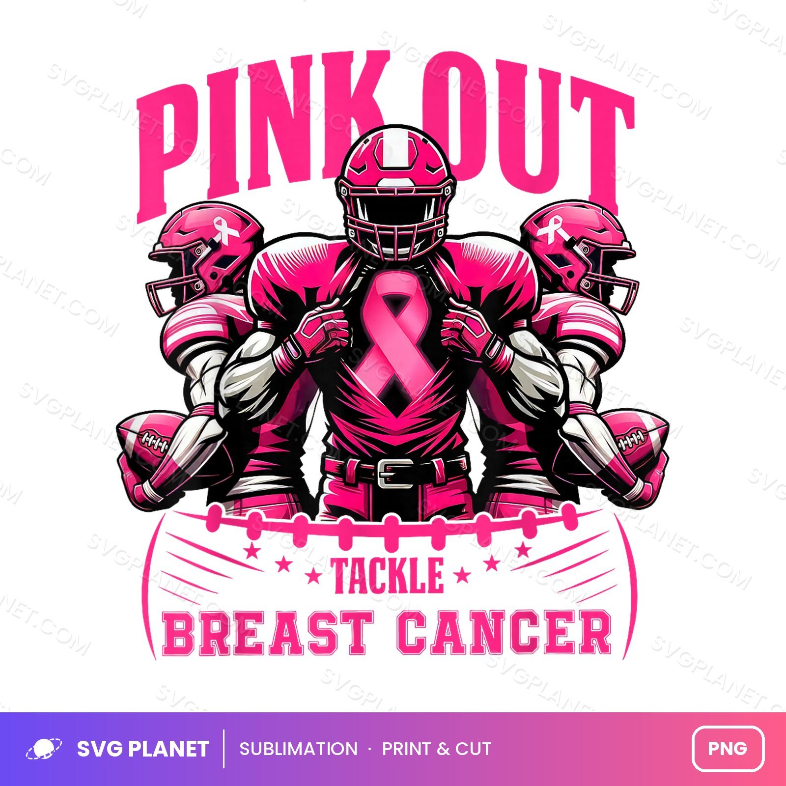 Pink Out Tackle Breast Cancer Awareness Football Pink Ribbon PNG