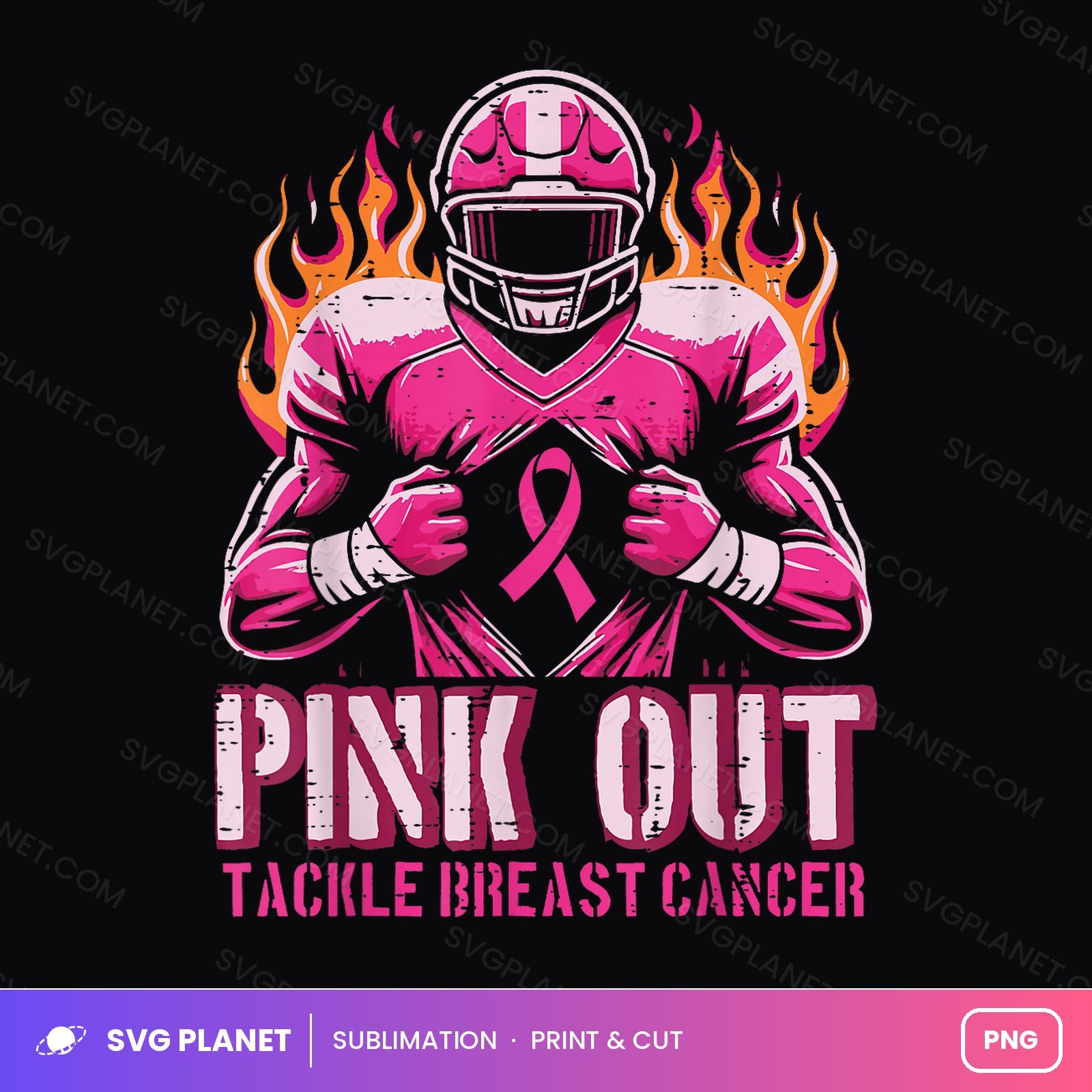Pink Out Tackle Breast Cancer Football PNG